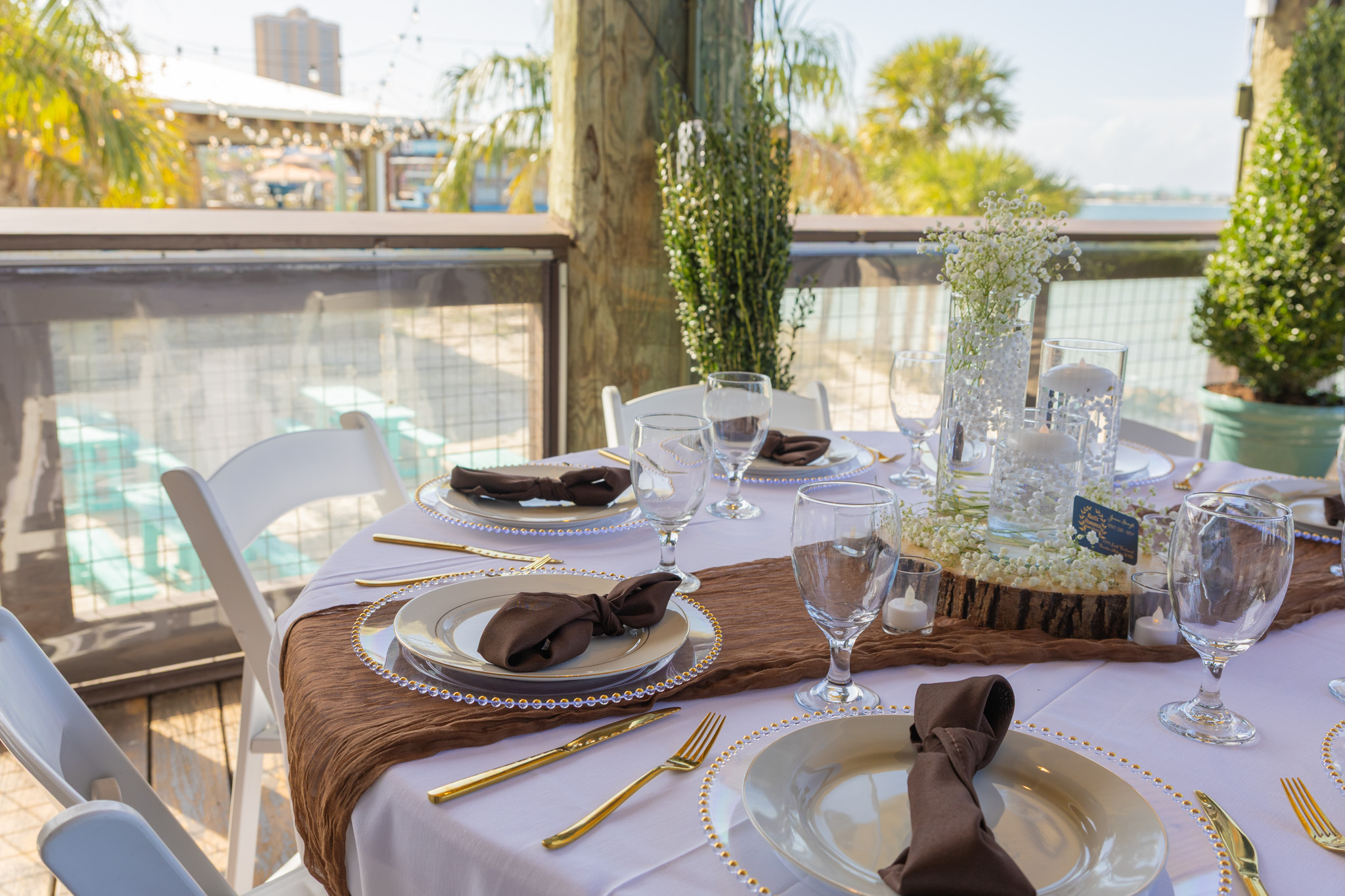 Picture of a table setup for an event at The Landing